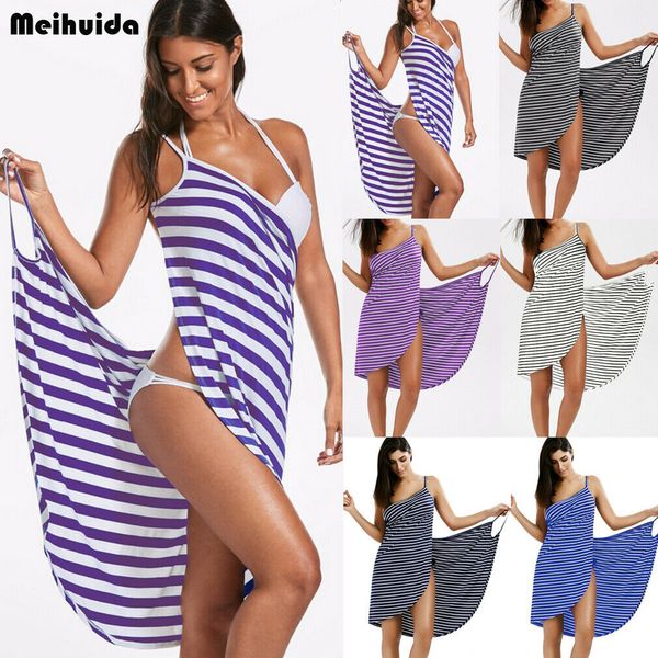 2019 lady bikini cover up surplice striped swimwear sling backless sleeveless strappy beach women loose holiday clothes, Blue;gray
2019 lady bikini cover up surplice striped swimwear sling backless sleeveless strappy beach women loose holiday clothes, Blue;gray