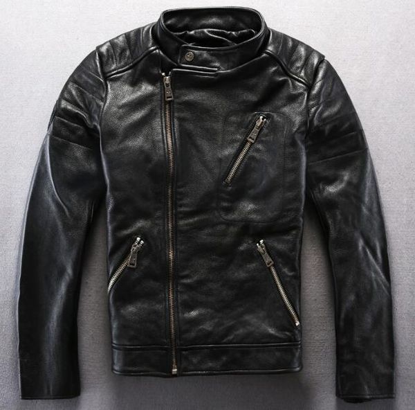 2019 spring male new lapel inclined zipper leather jacket cultivate one's morality short head layer cowhide coat /m-xxxl, Black
2019 spring male new lapel inclined zipper leather jacket cultivate one's morality short head layer cowhide coat /m-xxxl, Black