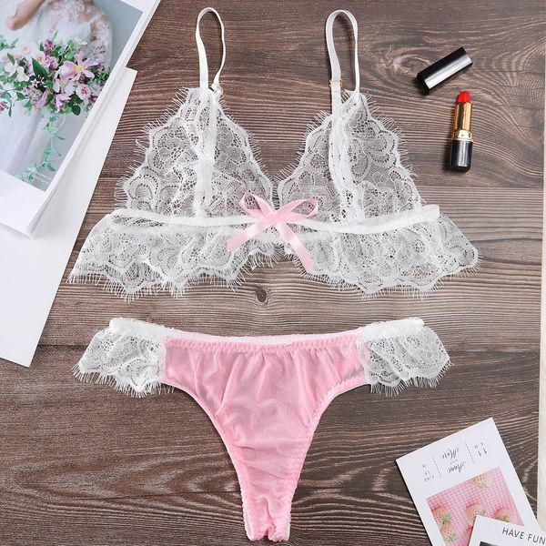 fashionable women's lace patchwork sous vetement femme ensemble unlined perspective two-piece underwear set transparent bra, Red;black
fashionable women's lace patchwork sous vetement femme ensemble unlined perspective two-piece underwear set transparent bra, Red;black