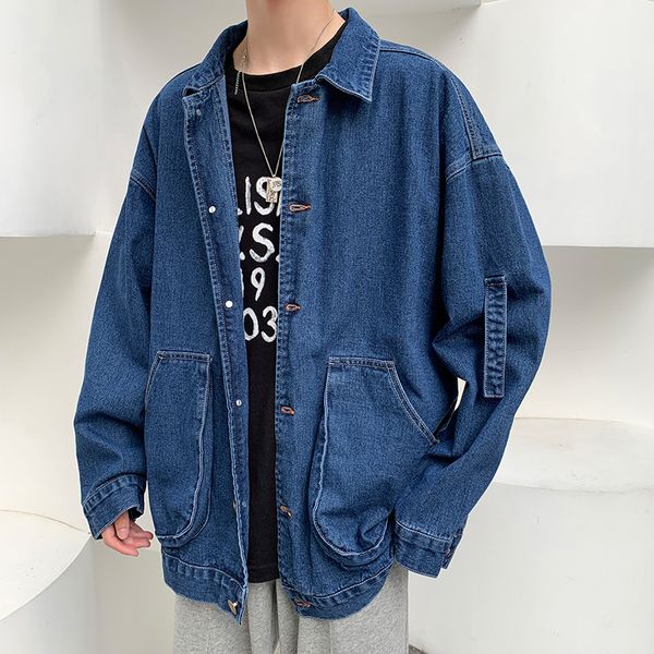 spring blue denim jacket men's fashion casual big pocket denim jackets mens streetwear wild loose hip hop bomber jacket men, Black;brown
spring blue denim jacket men's fashion casual big pocket denim jackets mens streetwear wild loose hip hop bomber jacket men, Black;brown