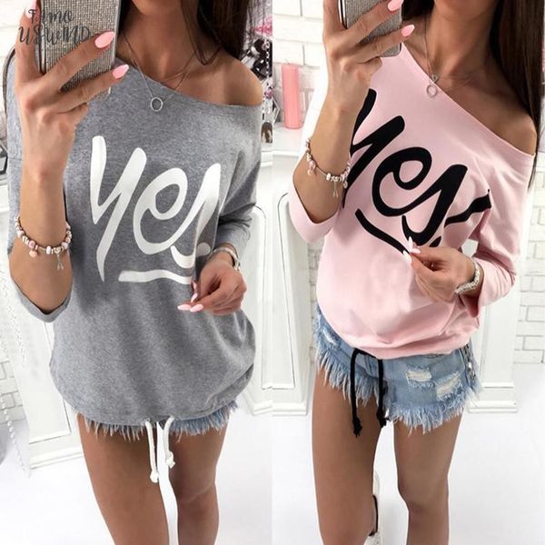 women t shirt autumn printed letters blusas fashion off shoulder 3 4 sleeve loose tee femme t shirt long ws2198c, White
women t shirt autumn printed letters blusas fashion off shoulder 3 4 sleeve loose tee femme t shirt long ws2198c, White