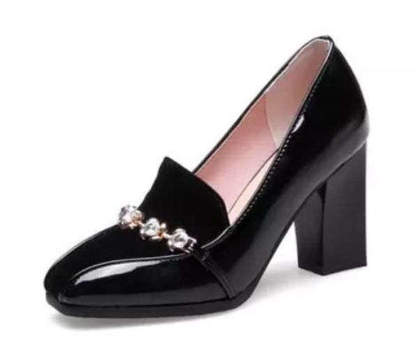 2018 water drill women's shoes in spring and autumn with new style high heel coarse heel square head @02, Black
2018 water drill women's shoes in spring and autumn with new style high heel coarse heel square head @02, Black