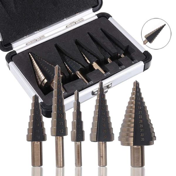 5pcs 4-35mm hss step drill bit set multiple hole metric size with aluminum case for metal high speed steel wood
5pcs 4-35mm hss step drill bit set multiple hole metric size with aluminum case for metal high speed steel wood