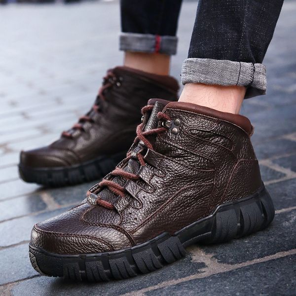men warm autumn winter platform leather mens work boots plus size boots shoes outdoor for breathable men shoes, Black
men warm autumn winter platform leather mens work boots plus size boots shoes outdoor for breathable men shoes, Black