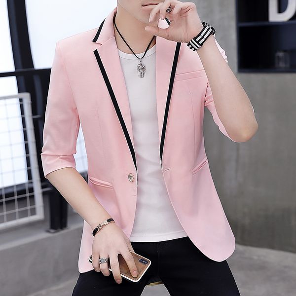 2019 summer men's small suit short-sleeved version thin casual chinese costume jacket trend style pink blue, White;black
2019 summer men's small suit short-sleeved version thin casual chinese costume jacket trend style pink blue, White;black