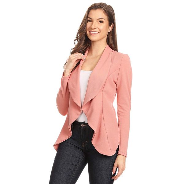 women solid blazers cardigan coat long sleeve office ladies blazers jackets ruched asymmetrical casual business suit outwear, White;black
women solid blazers cardigan coat long sleeve office ladies blazers jackets ruched asymmetrical casual business suit outwear, White;black