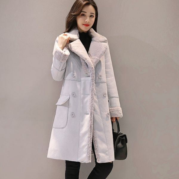 winter womens thick fur lining long parka faux suede leather warm overcoat office ladies slim fit parkas double breasted coat, Black
winter womens thick fur lining long parka faux suede leather warm overcoat office ladies slim fit parkas double breasted coat, Black