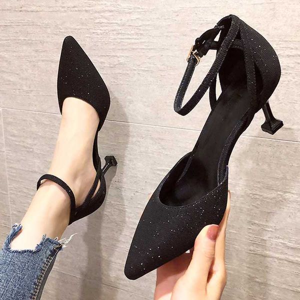 women pointed toe high heels elegant ladies shinning glitter pumps ankle strap shoes woman thin breathable shoes women pumps, Black
women pointed toe high heels elegant ladies shinning glitter pumps ankle strap shoes woman thin breathable shoes women pumps, Black