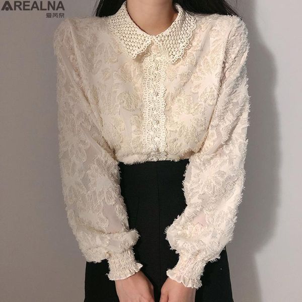 blouse women 2020 new women blouses lace patchwork long sleeve shirts solid vintage jacquard loose lapel blouse, White
blouse women 2020 new women blouses lace patchwork long sleeve shirts solid vintage jacquard loose lapel blouse, White