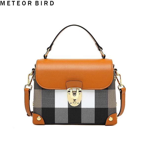 meteor bird brown lattice women handbag shoulder bags ladies messenger bag crossbody