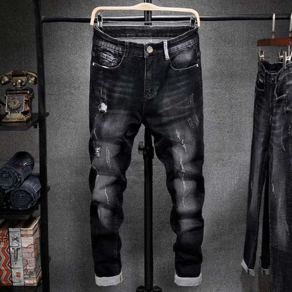 men jeans autumn winter fashion slim-type denim pants 2019 new men button pocket hole scratched streetwear casual denim trousers, Blue
men jeans autumn winter fashion slim-type denim pants 2019 new men button pocket hole scratched streetwear casual denim trousers, Blue