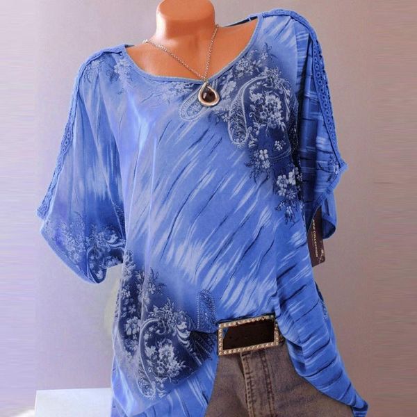 women plus size o-neck lace print short sleeve casual loose blouse retro beach shirts summer womens loose blusas, White
women plus size o-neck lace print short sleeve casual loose blouse retro beach shirts summer womens loose blusas, White