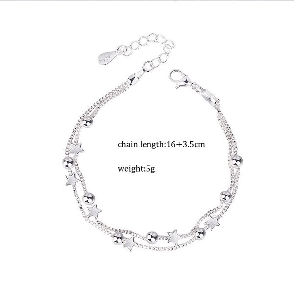 v-130 sterling silver double layer star beads bracelets fresh elegant spring buckle bracelets for women trendy silver jewelry, Black
v-130 sterling silver double layer star beads bracelets fresh elegant spring buckle bracelets for women trendy silver jewelry, Black