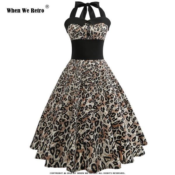 summer 50s 60s retro dress women slim halter vintage dress patchwork print elegant party dresses female plus size qy0924, Black;gray
summer 50s 60s retro dress women slim halter vintage dress patchwork print elegant party dresses female plus size qy0924, Black;gray
