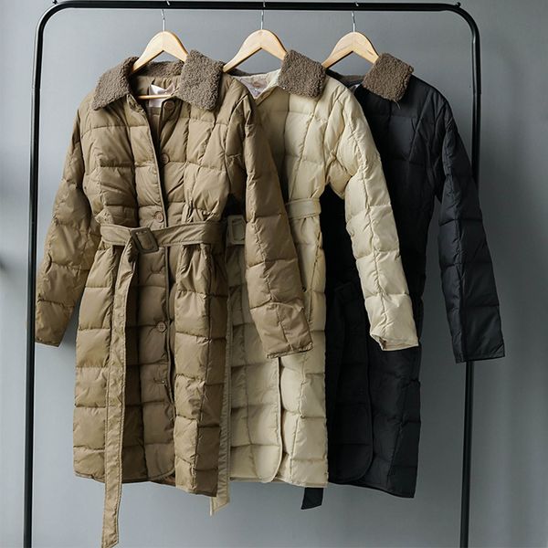 winter women down jacket 90% down feather beige lapel fur parkas adjustable waist elegant long warm coat, Black
winter women down jacket 90% down feather beige lapel fur parkas adjustable waist elegant long warm coat, Black