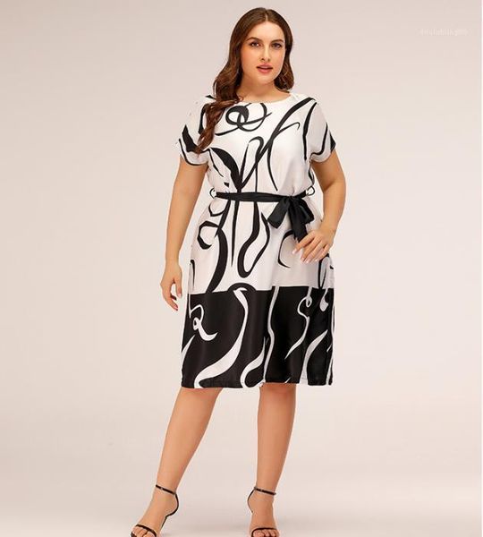 short sleeve female clothing 2020 womens designer plus size dress summer loose casual fashion print dress, Black;gray
short sleeve female clothing 2020 womens designer plus size dress summer loose casual fashion print dress, Black;gray