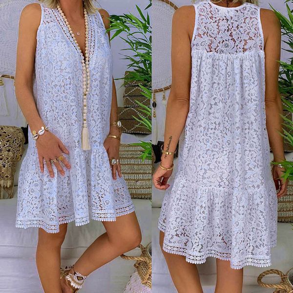 2019 new white color lace casual dress robe femme women lace sleeveless casual solid a line party wedding guest dress elbise #5, Black;gray
2019 new white color lace casual dress robe femme women lace sleeveless casual solid a line party wedding guest dress elbise #5, Black;gray