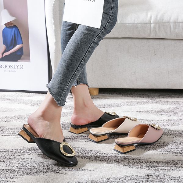 closed toe mules designer women leather low heels casual metal buckle slip on slides shallow loafers big size 43 shoes, Black
closed toe mules designer women leather low heels casual metal buckle slip on slides shallow loafers big size 43 shoes, Black
