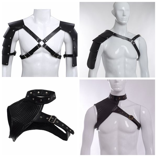 men medieval costume armor cosplay accessory women vintage gothic warriors knights shoulder black pu leather harness, Silver
men medieval costume armor cosplay accessory women vintage gothic warriors knights shoulder black pu leather harness, Silver