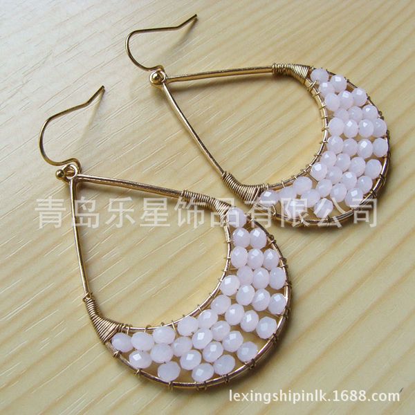 japanese korean new style fashion simple beaded bracelet earrings cool versatile pink electroplated women's ear stud weaving ear, Silver
japanese korean new style fashion simple beaded bracelet earrings cool versatile pink electroplated women's ear stud weaving ear, Silver