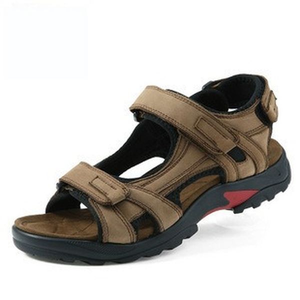 sandal men sandals summer genuine leather sandals men outdoor shoes leather shoes big plus size sa-8, Black