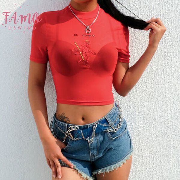 2020 new women see through short sleeve sheer chiffon mesh devil embroidery shirt female woman clothing fashion, White
2020 new women see through short sleeve sheer chiffon mesh devil embroidery shirt female woman clothing fashion, White