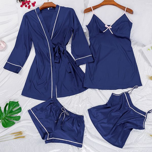 suphis blue satin robe & gown sets 4 pieces womens pajamas sets sleepwear robe nightdress female silk cami shorts homewear, Black;red
suphis blue satin robe & gown sets 4 pieces womens pajamas sets sleepwear robe nightdress female silk cami shorts homewear, Black;red