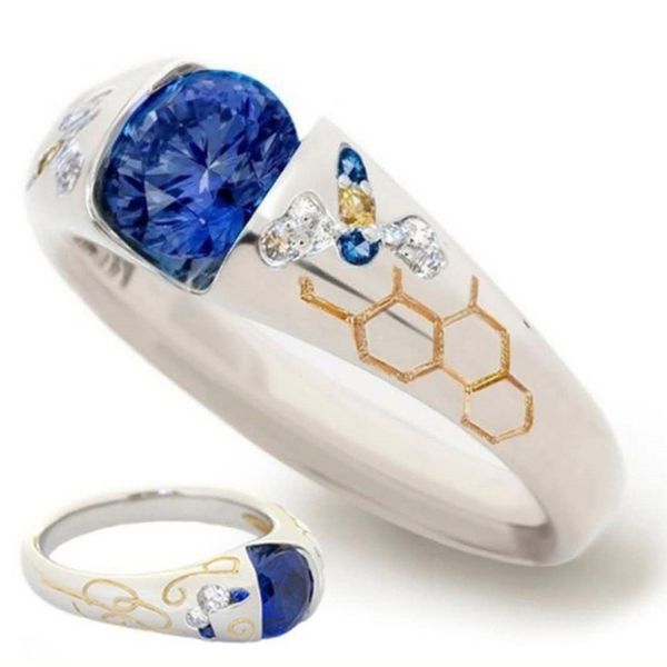 cluster rings 2021 fashion creative honeycomb bee wedding for women elegant blue white zircon glamour ring boho jewelry girl gift bijoux, Golden;silver
cluster rings 2021 fashion creative honeycomb bee wedding for women elegant blue white zircon glamour ring boho jewelry girl gift bijoux, Golden;silver
