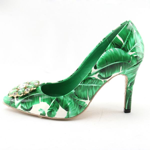 spring woman floral gem crystal green banana leafs printing pumps pointed toe slip-on stiletto heel wedding dress heels shoes, Black
spring woman floral gem crystal green banana leafs printing pumps pointed toe slip-on stiletto heel wedding dress heels shoes, Black