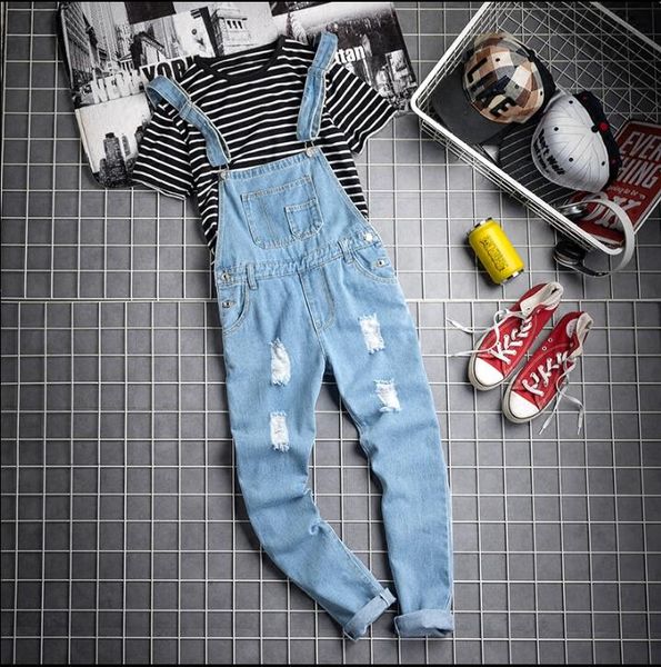 s-4xl 2019 tide male british feet suspenders men's korean version of the self-cultivation hole denim tooling susperdens pants, Blue
s-4xl 2019 tide male british feet suspenders men's korean version of the self-cultivation hole denim tooling susperdens pants, Blue