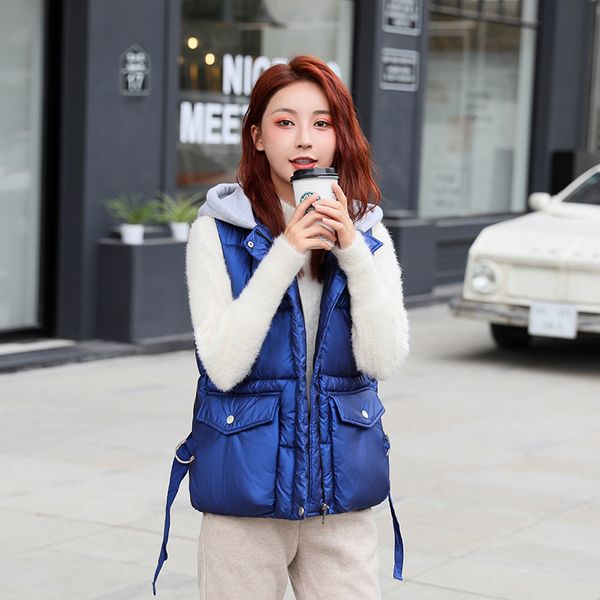 bright color fashion winter female women winter big pocket short vest sleeveless hooded jackets coats casual lady vest waistcoat, Black;white
bright color fashion winter female women winter big pocket short vest sleeveless hooded jackets coats casual lady vest waistcoat, Black;white