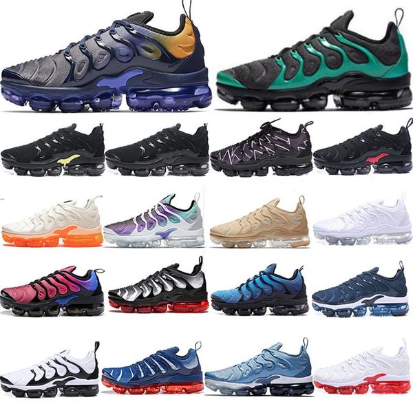 

2019 with box new arrivals new vapors tn plus olive white silver colorways shoes for running tns male shoes pack triple black mens shoes