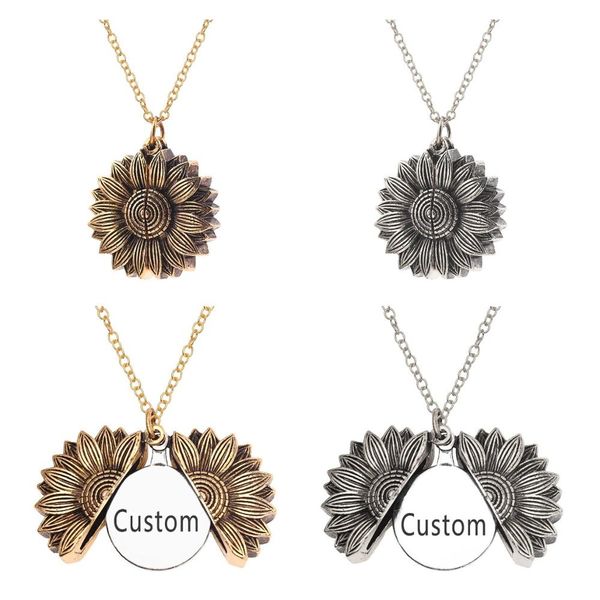 openable letter custom sunflower pendant necklace stainless steel circle engrave neckalce romantic riddle gifts for women, Silver
openable letter custom sunflower pendant necklace stainless steel circle engrave neckalce romantic riddle gifts for women, Silver