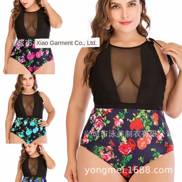 2019 tassel rose pattern one-piece mesh stitching fat nv yong yi nv yong yi women's swimsuit fat woman swimsuit, White;black
2019 tassel rose pattern one-piece mesh stitching fat nv yong yi nv yong yi women's swimsuit fat woman swimsuit, White;black
