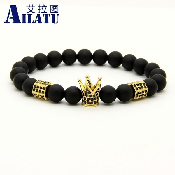 ailatu powerful men's jewelry 8mm matte onyx stone beads with black cz imperial crown & sers bracelet, Golden;silver
ailatu powerful men's jewelry 8mm matte onyx stone beads with black cz imperial crown & sers bracelet, Golden;silver