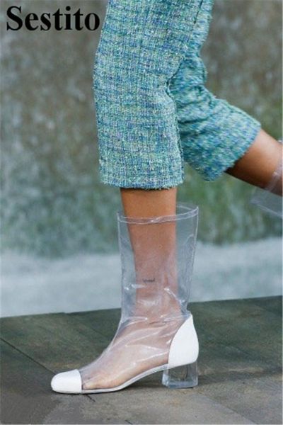 fashion black white pvc woman boots mid-calf boots for women round toe hoof heels slip-on short women shoes spring/autumn
fashion black white pvc woman boots mid-calf boots for women round toe hoof heels slip-on short women shoes spring/autumn