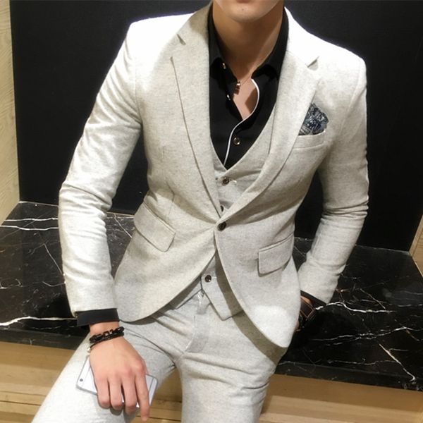 ternos para hombre wedding hosting suit three-piece set korean plaid slim casual suit, White;black
ternos para hombre wedding hosting suit three-piece set korean plaid slim casual suit, White;black