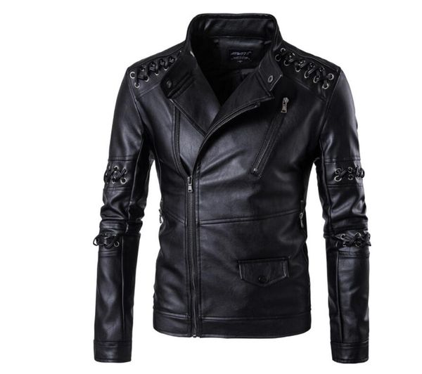 mens leather jacket slim motorcycle coat braided rope stand jackets clothes personalized jaqueta de couro stage street fashion, Black
mens leather jacket slim motorcycle coat braided rope stand jackets clothes personalized jaqueta de couro stage street fashion, Black