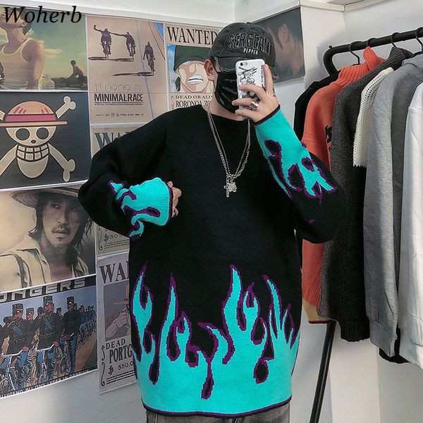 woherb oversize knitted women man couple sweater autumn winter flame print pullovers hip-hop clothing harajuku pull jumper, White;black
woherb oversize knitted women man couple sweater autumn winter flame print pullovers hip-hop clothing harajuku pull jumper, White;black