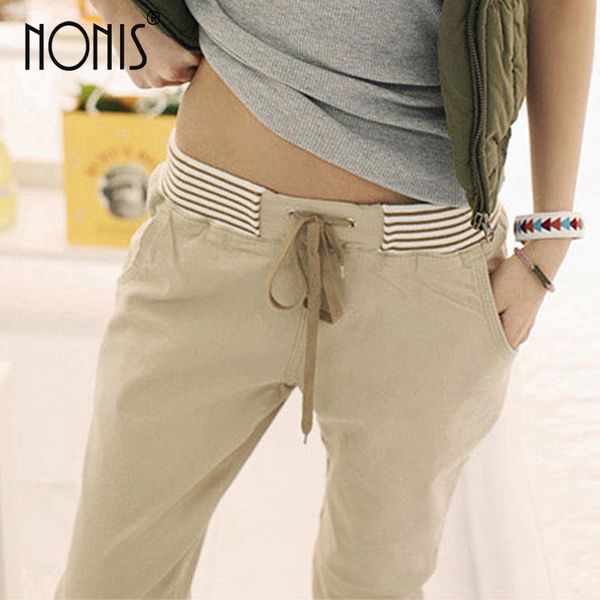 nonis women new slim cotton drawstring pants elastic waist pockets long trousers harem pant blue khaki apricot, Black;white
nonis women new slim cotton drawstring pants elastic waist pockets long trousers harem pant blue khaki apricot, Black;white