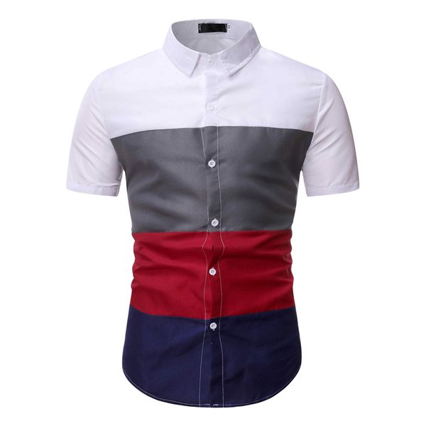men's casual shirts fashion stitching men summer short sleeve shirt slim button brand camisa masculina 2021, White;black
men's casual shirts fashion stitching men summer short sleeve shirt slim button brand camisa masculina 2021, White;black