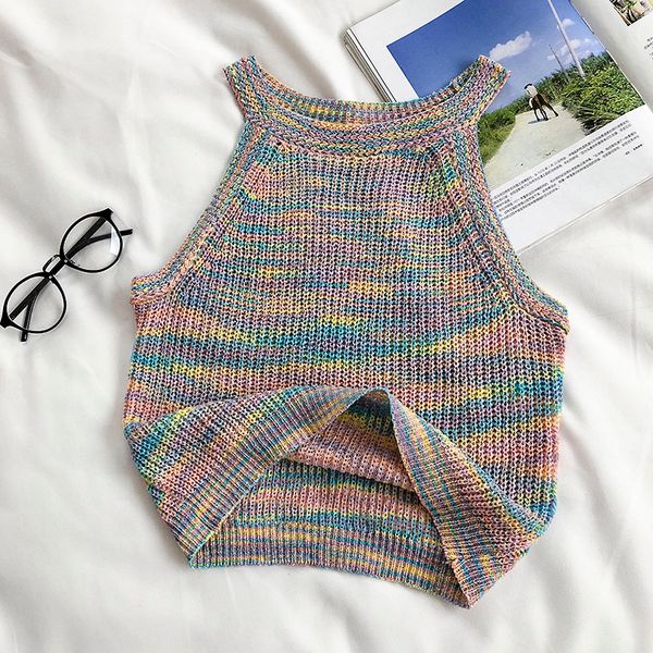 summer for women new 2020 korean retro color knitted stripe wear outside and inside with halter neck sleeveless vest, White
summer for women new 2020 korean retro color knitted stripe wear outside and inside with halter neck sleeveless vest, White
