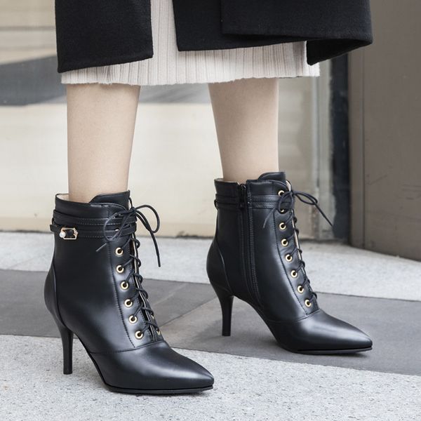 2019 high heels stiletto boots buckle strap cross tied thin heeled ankle boots autumn winter ladies shoes big size, Black
2019 high heels stiletto boots buckle strap cross tied thin heeled ankle boots autumn winter ladies shoes big size, Black
