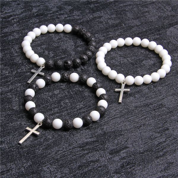 natural black volcanic lava stone alloy cross bracelet white onyx beads bracelet for women man handmade fashion jewelry pulseras
natural black volcanic lava stone alloy cross bracelet white onyx beads bracelet for women man handmade fashion jewelry pulseras