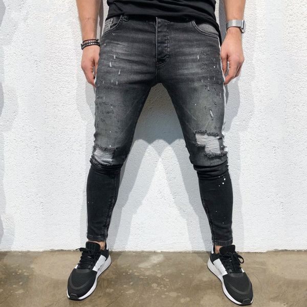 men's streetwear hip hop holes jeans men spring autumn fashion distressed ripped biker jeans casual denim pencil pants, Blue
men's streetwear hip hop holes jeans men spring autumn fashion distressed ripped biker jeans casual denim pencil pants, Blue