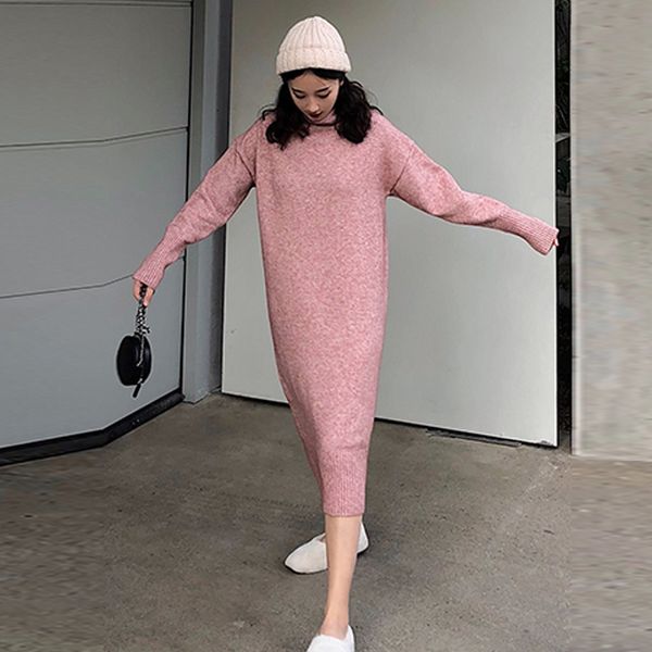 women pink knitted dress turtleneck knitted autumn spring noodles elastic long sleeve loose pullover winter slim basic dress, White;black
women pink knitted dress turtleneck knitted autumn spring noodles elastic long sleeve loose pullover winter slim basic dress, White;black