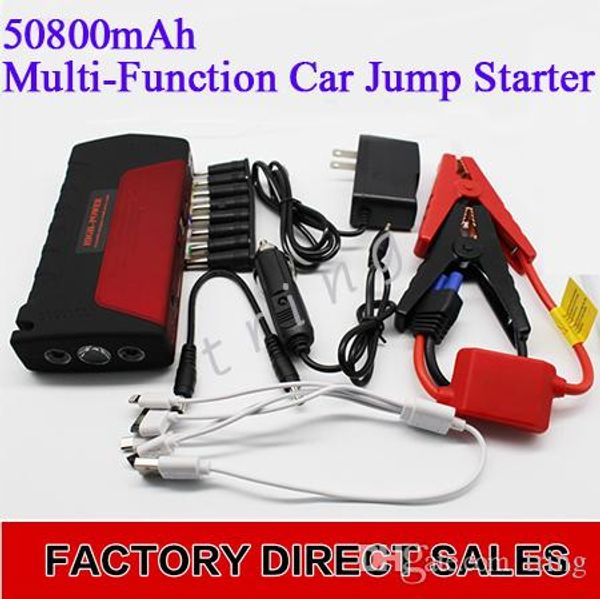 

50800mah car jump starter high power capacity battery source pack charger vehicle engine booster emergency power bank dual usb emergency