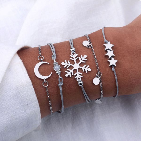 silver snowflake moon star stone charm bracelet set for women ladies string chain bracelets jewelry accessories gifts, Golden;silver
silver snowflake moon star stone charm bracelet set for women ladies string chain bracelets jewelry accessories gifts, Golden;silver