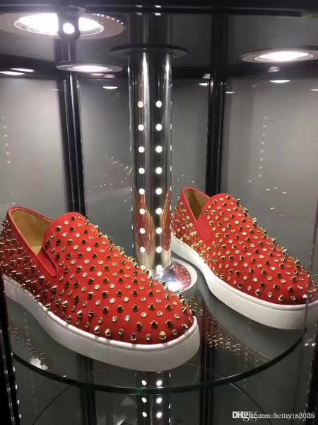 wholesale red bottom loafers shoes men,women roller boat spiked low sneaker genuine leather slip-on flat full studded rivets casual trainers, Black
wholesale red bottom loafers shoes men,women roller boat spiked low sneaker genuine leather slip-on flat full studded rivets casual trainers, Black
