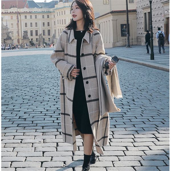 retro plaid woolen coat female 2019 winter fashion bew british style temperament long section thickening woolen coat tide h00259, Black
retro plaid woolen coat female 2019 winter fashion bew british style temperament long section thickening woolen coat tide h00259, Black